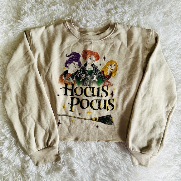 Disney Hocus Pocus Sweatshirt Crewneck Crop spell on you Sanderson Sisters Sz L - Picture 10 of 10